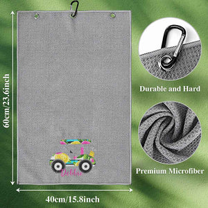 Personalized Golf Towel with Name Hanging Clip Golf Cart Towel Gift for Golf Lovers