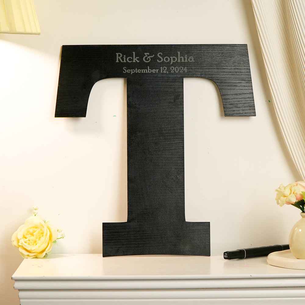 Personalized Black Wooden Name Sign Custom Letter Guest Book Wedding Guest Book