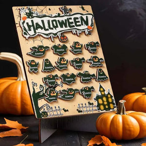 Personalized Hallowmas Wooden Ornament with Name Ghost Plaque for Halloween Gift