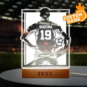 Personalized Soccer Night Light - Perfect Gift for World Cup Fans Rectangle Wooden Base