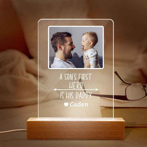 Custom Name and Photo Plaque with Base Night Light Father's Day Gift