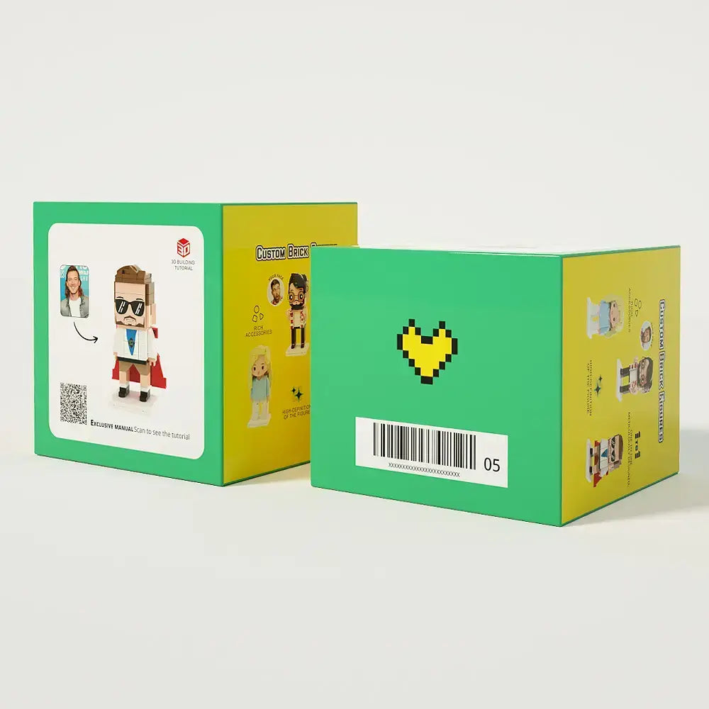 Personalised Full Body Brick Figure with Cat | Custom LEGO-Style Toy