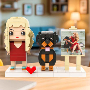 Custom Full-Body Brick Figures of 1 Person and Dog with Frame Personalized Anniversary Gift Birthday Gift