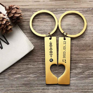 Best Gift For Friend 2 Personalized Music Code Keychain | Heart Cut Out Keychain