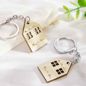 Custom Engraved House Modeling Paired Keychains Housewarming Gifts