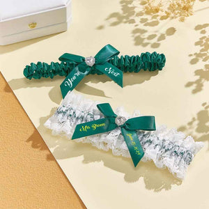 Personalized Bridal Garter Set With White Lace You're Next Bridal Garter Set Gift for Bride