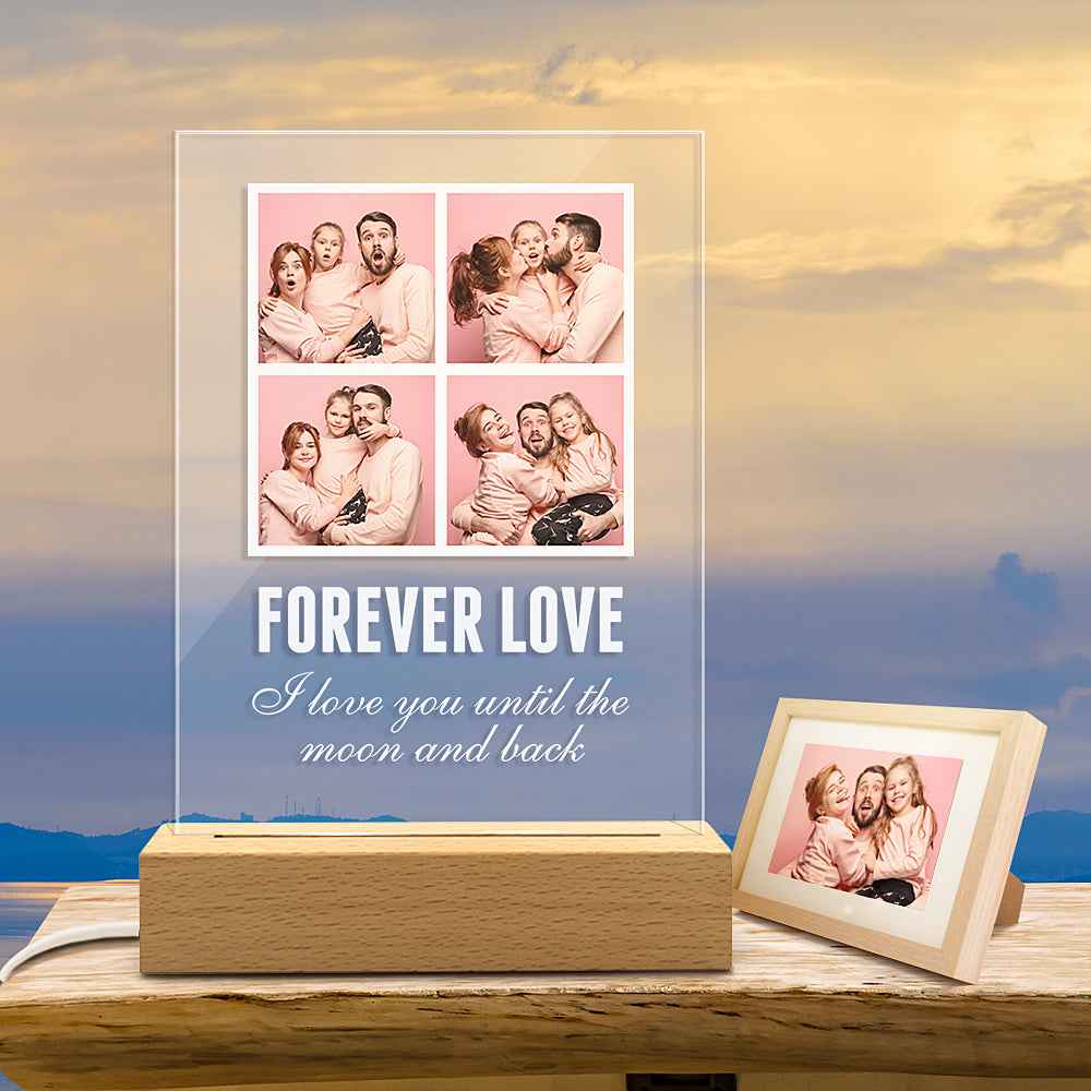Custom Photo Plaque Wooden Stand Night Light(5.9in x 7.7in), Personalized Photo Strip, Best Friend Gifts