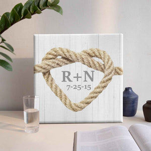 Personalized Square Canvas Wall Art – Custom Letters & Special Date