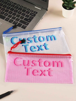 Personalized Wedding Stationery Zipper Bag - Custom Text Design
