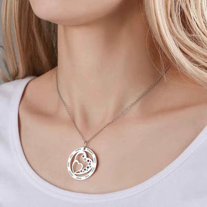 Round and Heart Engraved Necklace with Custom Birthstones