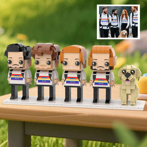 Custom Full-Body Brick Figures of 4 People and Dog Personalized Anniversary Gift Birthday Gift
