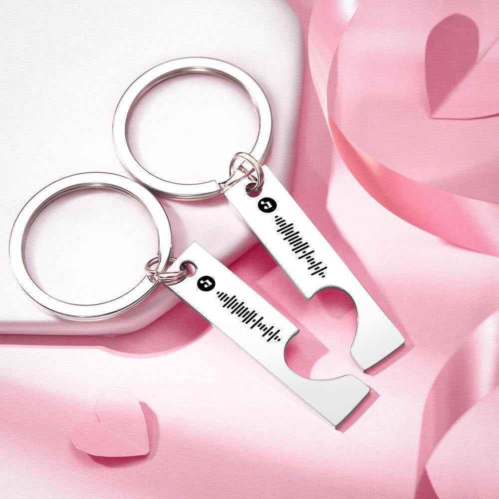 Best Gift For Friend 2 Personalized Music Code Keychain | Heart Cut Out Keychain