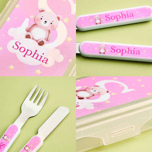 Personalized Kid’s Cutlery Set Cartoon Animal Fork Spoon Knife 3 Pcs Birthday Gift for Kids