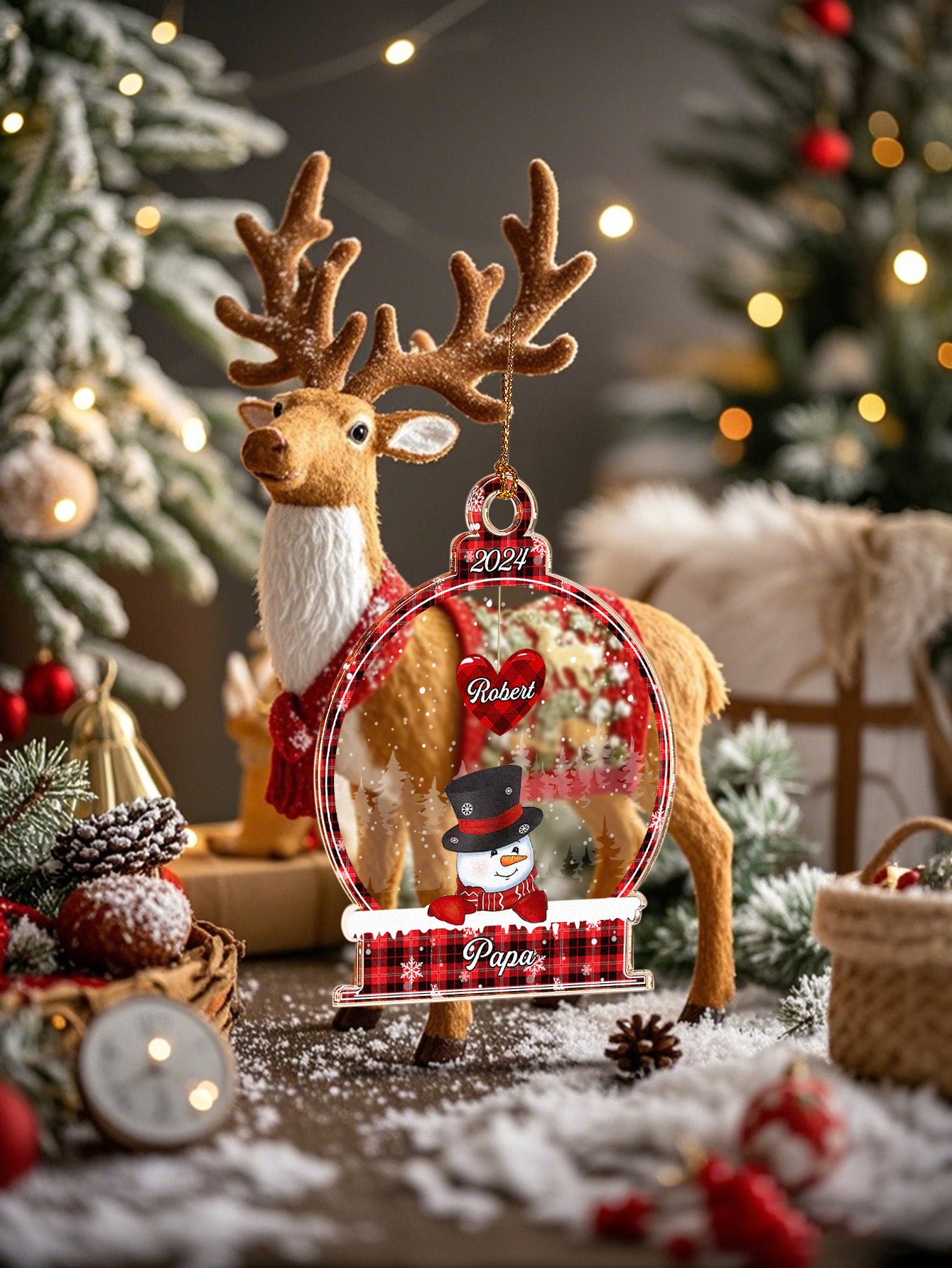 Personalised Snowman Family Christmas Ornament - Custom Name Keepsake Gift