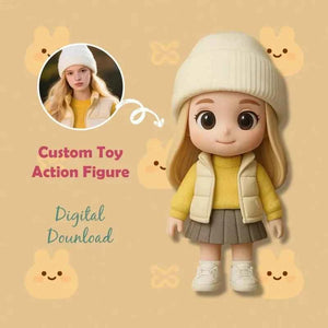 Custom 1 Person and 1 Pet 3D Mini Figure From Your Photo Personalized Toy Figure Gifts For Kids