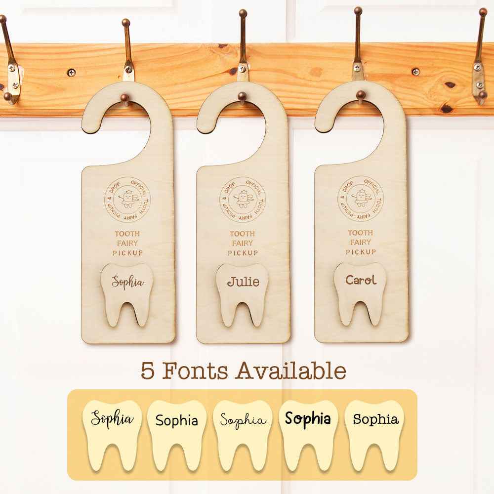 Personalized Wooden Tooth Fairy Door Hanger Teeth Holder Pick Up Box Home Decoration Gift for Kids