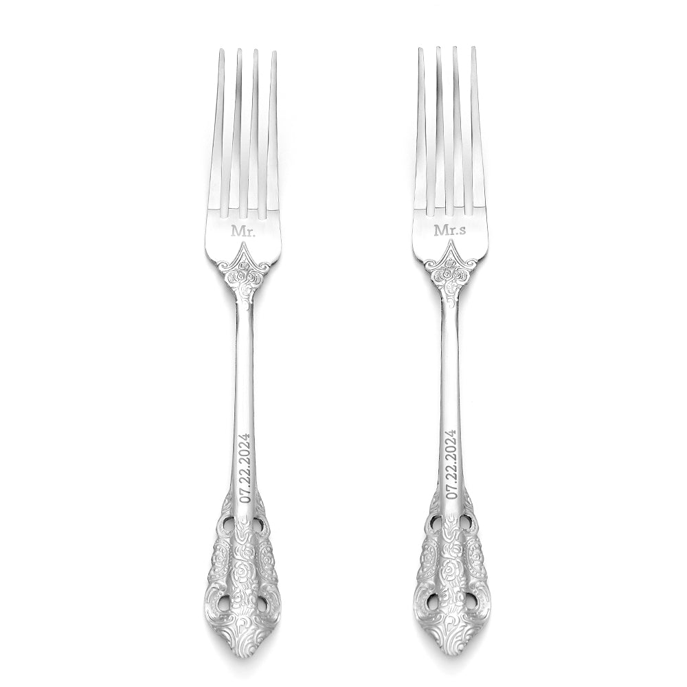 Personalised Vintage Forks Set | Custom Anniversary & Wedding Gift for Couples