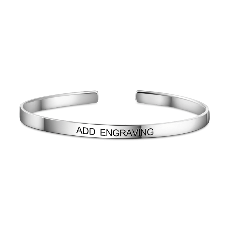 Personalised Engraved Cuff Bangle Bracelet for Women - Custom Text Gift