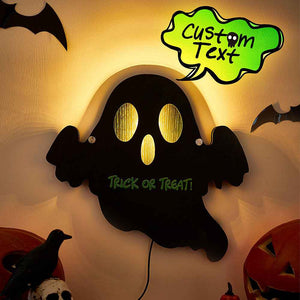 Personalized Trick or Treat Ghost Light with Text Halloween Night Light Gift for Family or Friend