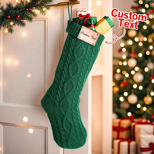 Custom Christmas Stocking Ornament with Personalized Text PU Leather Tag – Holiday & Home Decoration