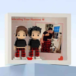 Full Body Custom 2 people Cute Brick Figure with Photo Valentines Gift Anniversary Gift
