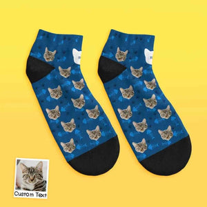 Custom Face Low Cut Ankle Socks with Cat Gift for Pet Lover
