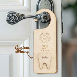 Personalized Wooden Tooth Fairy Door Hanger Teeth Holder Pick Up Box Home Decoration Gift for Kids