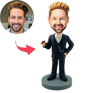 Carring A Cigarette Custom Bobblehead With Engraved Text