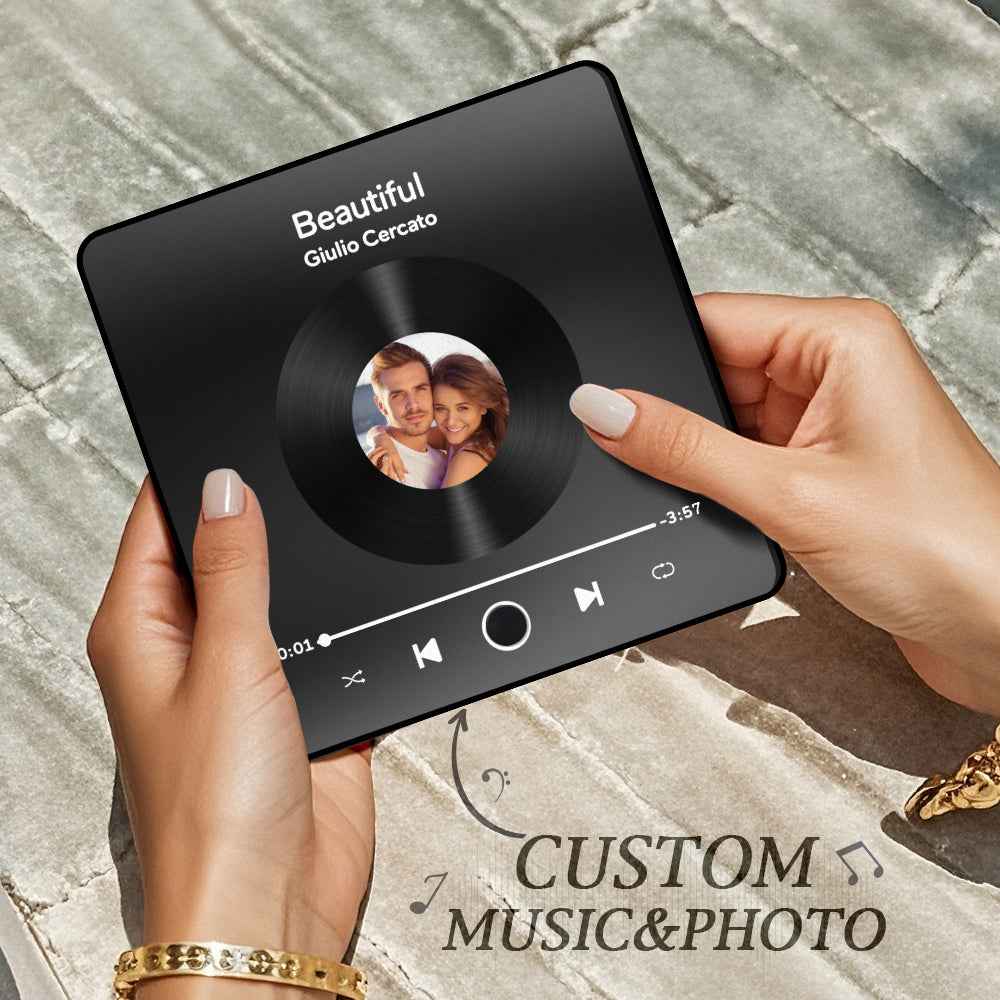 Personalized Photo Album Fridge Magnet Music with Black Frame Wall Photo Sticker Music Movement That Can Be Played Without Cell Phone