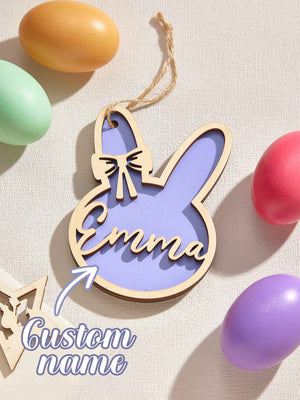 Personalized Rabbit Ornaments with Name Wooden Bunny Ornament Easter Gift for Kids