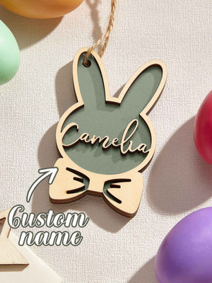 Personalized Rabbit Ornaments with Name Wooden Bunny Ornament Easter Gift for Kids