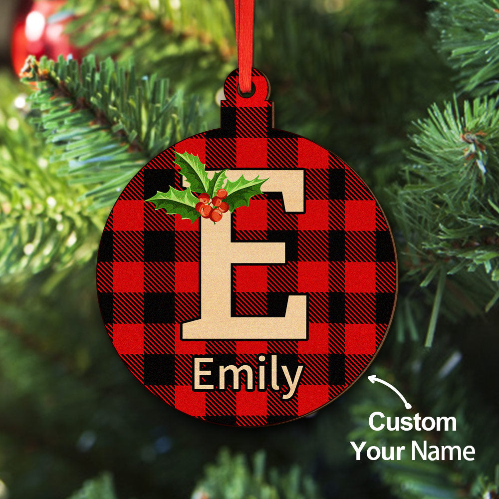 Personalised Christmas Initial Wood Ornaments - Custom Name Decorations & Gifts