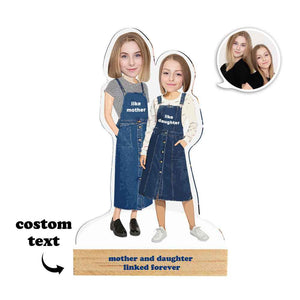 Custom Face MiniMe Plaque Personalized Jeans Dress Mother and Daughter Desk Decor Gifts for Mom