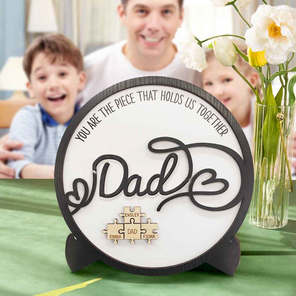 Personalized Dad Round Puzzle Plaque You Are the Piece That Holds Us Together Father's Day Gift