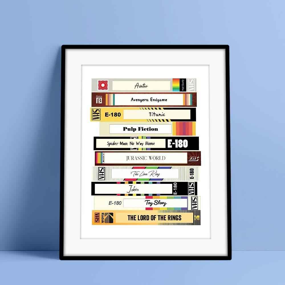Custom Video Tape Print Personalized Retro Movie Poster Add Your Favorite Movies VHS Movie Lover Gift Vintage Printable Movie Wall Art