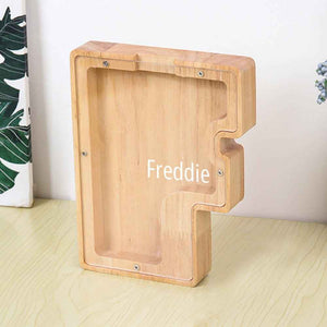 Custom Name Letter Piggy Bank Wooden Engraved Money Box Kids Christmas Gifts