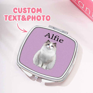 Personalized Pet Portrait Compact Portable Mirror Travel Birthday Gift for Pet Lover