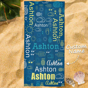 Customized Name Beach Towel Personalized Funny Pool Towels
