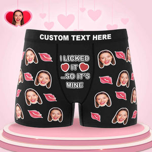 Custom Face Boxer I Licked It So It's Mine Underwear Valentine's Day Gift for Boyfriend