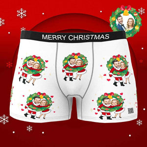 Custom Photo Boxer Face Underwear Double Santa Claus Couple Gifts Christmas Gift AR View
