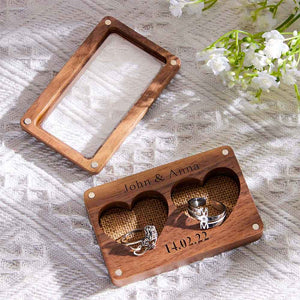 Engraved Love Ring Box Personalized Visible Jewelry Packaging Box for Couples