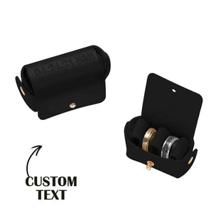Personalized Leather Wedding Ring Pouch Custom Engraved Double Rings Box