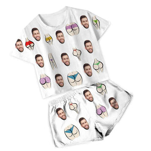 Custom Face Pajamas Personalized Pajamas Sexy Colorful Women's Short Pajama Sets
