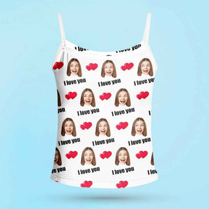 Custom Sleepwear Set With Face Customized Photo Pajamas Gifts for Her Heart & I love you