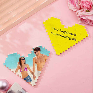 Custom Building Brick Heart Shaped Personalized Photo Block Puzzle