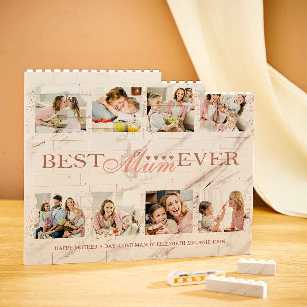 Custom Building Block Puzzle Horizontal Trio Photo Brick Best Mum Ever