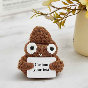 Funny Crochet Poo Plushy Custom Text Tiny Crochet Poo Desk Decor Gifts