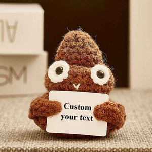 Funny Crochet Poo Plushy Custom Text Tiny Crochet Poo Desk Decor Gifts
