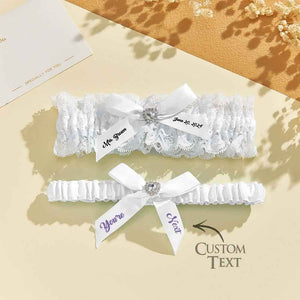 Personalized Bridal Garter Set With White Lace You're Next Bridal Garter Set Gift for Bride