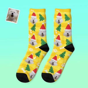 Custom Photo Thick Socks Santa Hat Christmas Pet Gifts
